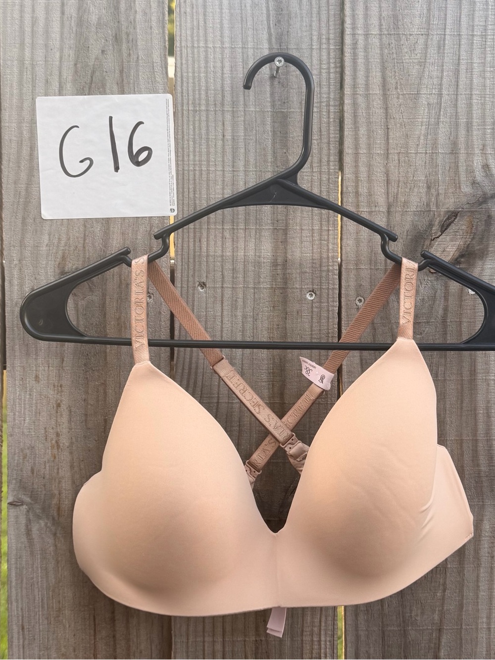 Victoria's Secret Nude Light Pink Padded T-Shirt Bra with Crisscross Straps 38C